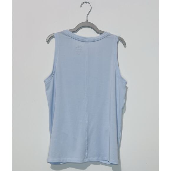 Athleta Girl Twist Around Tank XXL 16 Cotton Blend Blue Crew Neck Lightweight - Picture 2 of 4